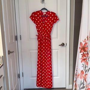 Bright red Polka Dot Wrap Dress